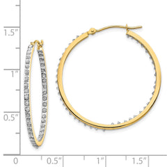 14K Yellow Gold Diamond Fascination Round Hinged Hoop Earrings