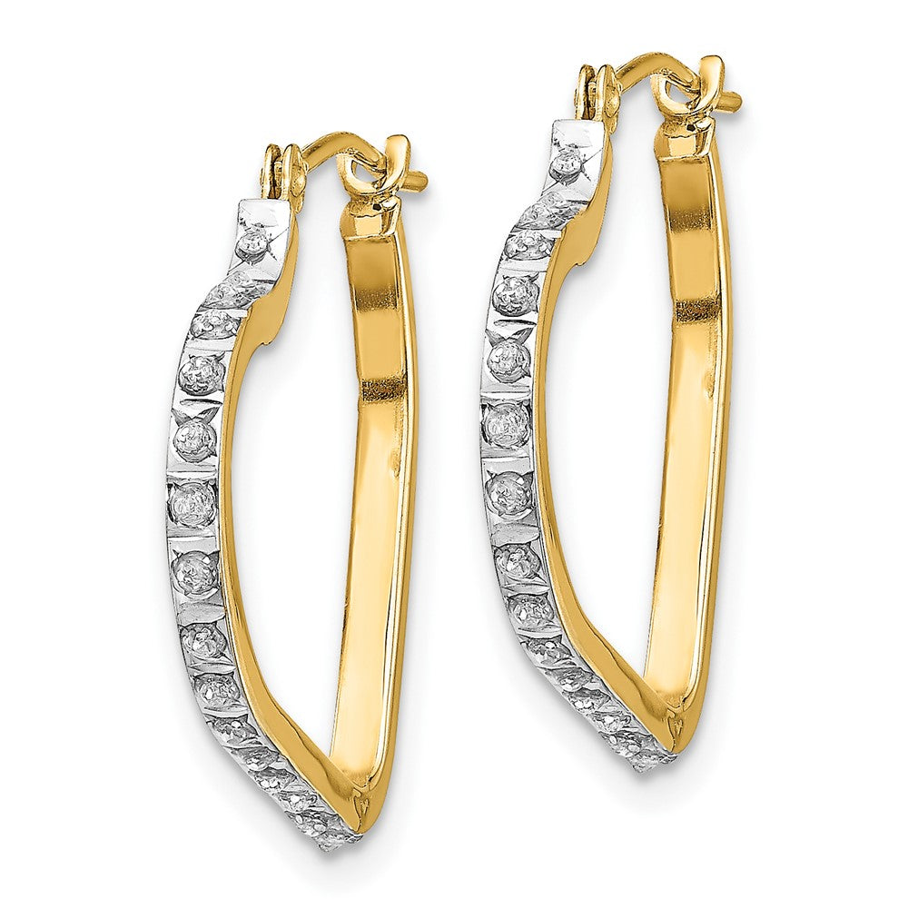 14K Yellow Gold Diamond Fascination Heart Hoop Earrings