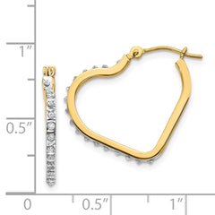 14K Yellow Gold Diamond Fascination Heart Hoop Earrings