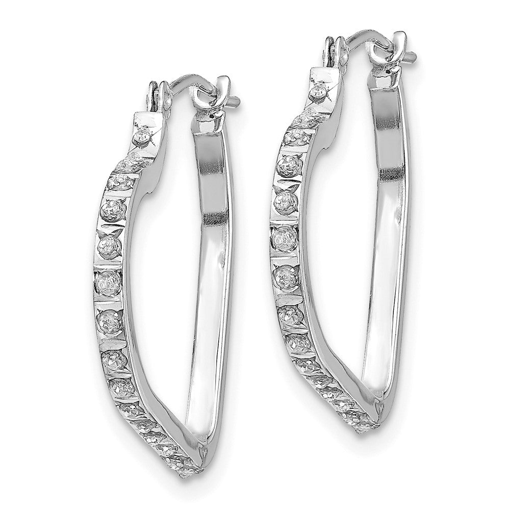 14K White Gold Diamond Fascination Heart Hoop Earrings