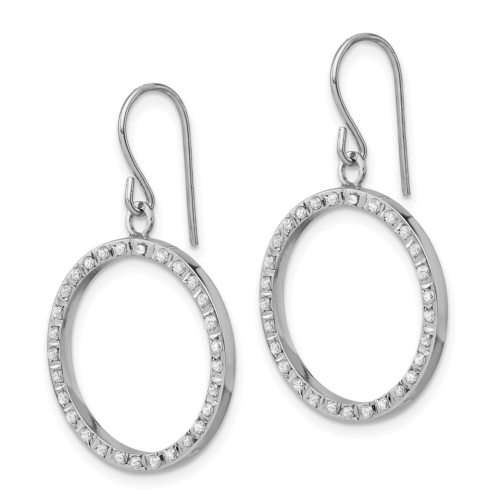 14K White Gold Diamond Fascination Open Dangle Hoop Earrings