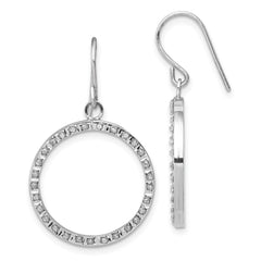 14K White Gold Diamond Fascination Open Dangle Hoop Earrings