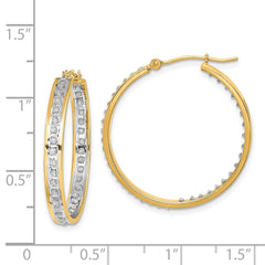 14K Yellow Gold Diamond Fascination In Out Hoop Earrings