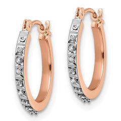 14K Rose Gold Diamond Fascination Round Hoop Earrings