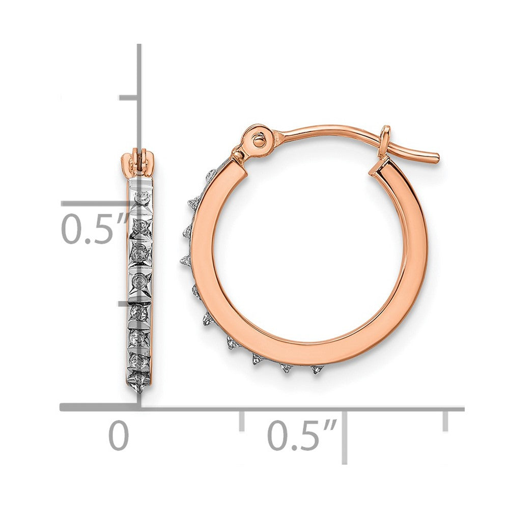 14K Rose Gold Diamond Fascination Round Hoop Earrings