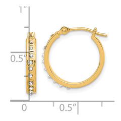 14K Yellow Gold Diamond Fascination Polished Hoop Earrings