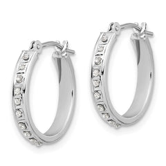 14K White Gold Diamond Fascination Polished Hoop Earrings