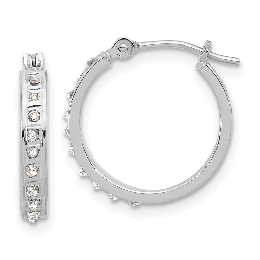 14K White Gold Diamond Fascination Polished Hoop Earrings