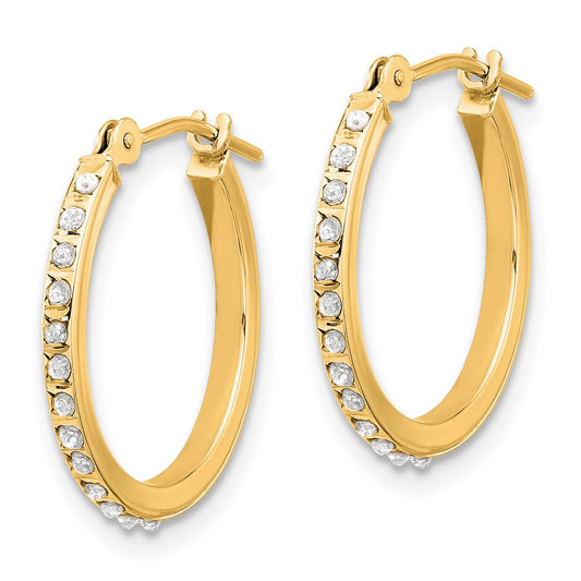 14K Yellow Gold Diamond Fascination Polished Hoop Earrings