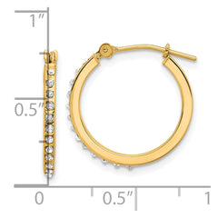 14K Yellow Gold Diamond Fascination Polished Hoop Earrings