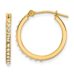 14K Yellow Gold Diamond Fascination Polished Hoop Earrings