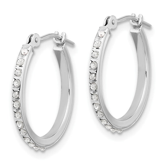 14K White Gold Diamond Fascination Polished Hoop Earrings