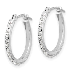 14K White Gold Diamond Fascination Polished Hoop Earrings