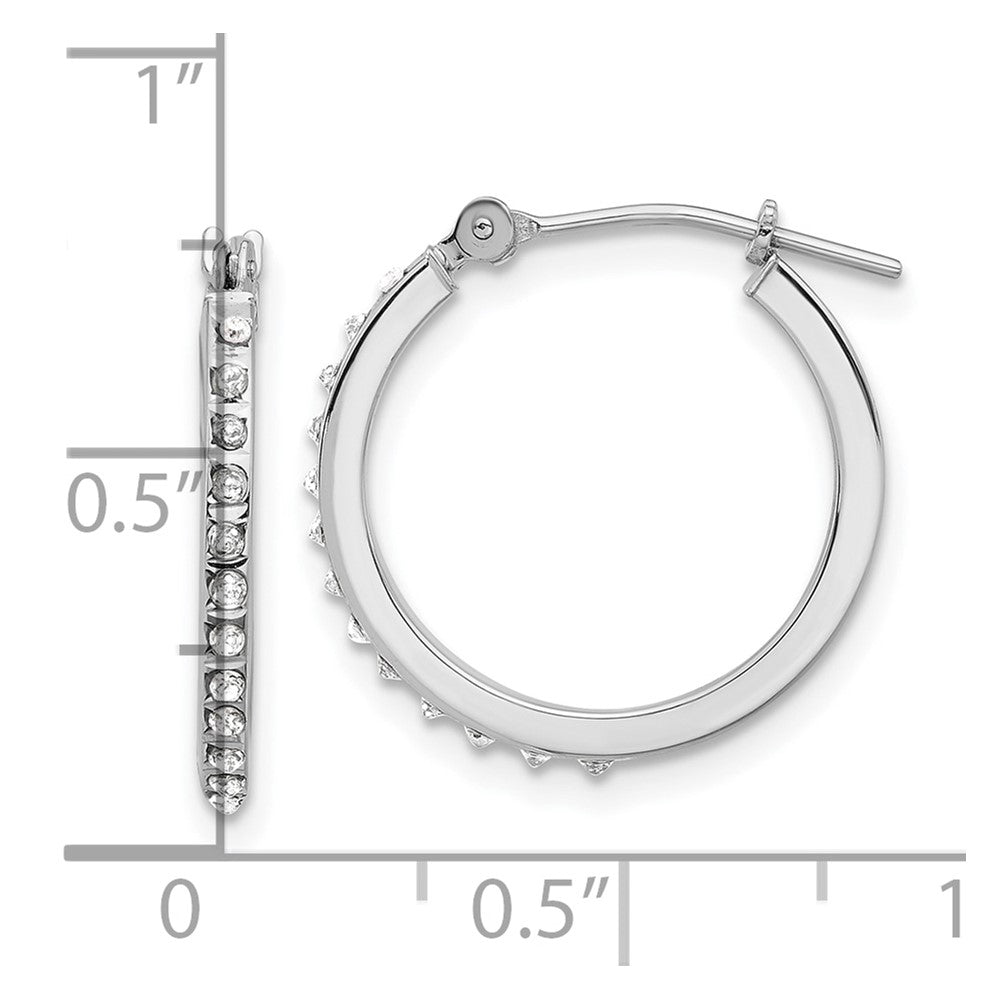 14K White Gold Diamond Fascination Polished Hoop Earrings