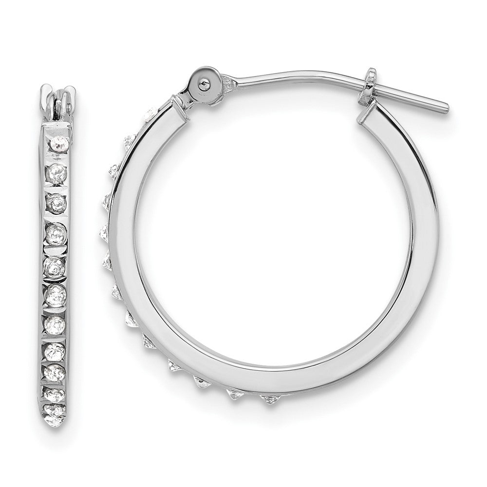 14K White Gold Diamond Fascination Polished Hoop Earrings