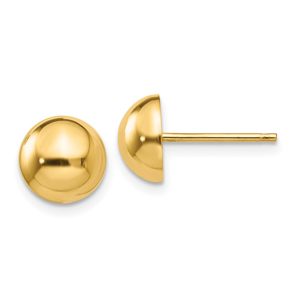 14K Yellow Gold Polished 8mm Half Ball Post Earrings