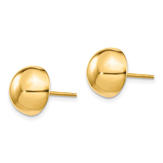 14K Yellow Gold Polished 10mm Half Ball Post Earrings
