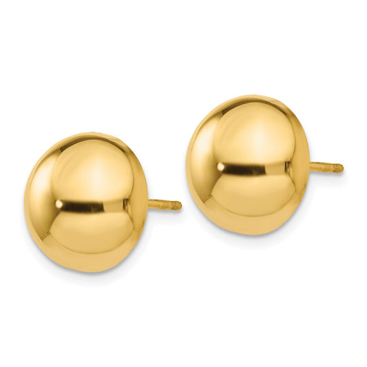 14K Yellow Gold Polished 12mm Half Ball Post Earrings