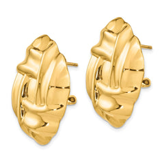 14K Yellow Gold Polished Fancy Omega Back Post Earrings