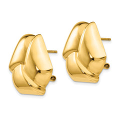 14K Yellow Gold Polished Knot Omega Back Post Earrings