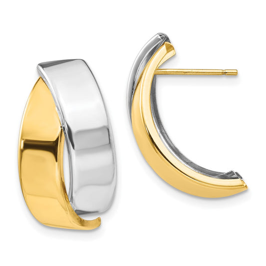 14K Two-Tone Gold Polished Post Earrings