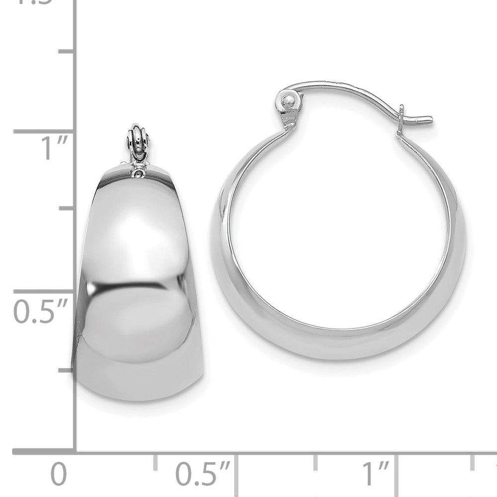 14K White Gold Polished 10.5mm Tapered Hoop Earrings