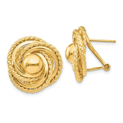 14K Yellow Gold Polished & Twisted Fancy Omega Back Post Earrings