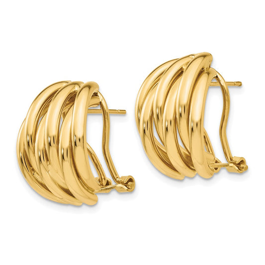 14K Yellow Gold Polished Fancy Omega Back Post Earrings