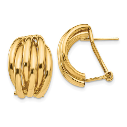 14K Yellow Gold Polished Fancy Omega Back Post Earrings