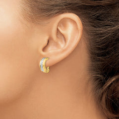 14K Two-Tone Gold Polished & Diamond-cut Non-pierced Earrings