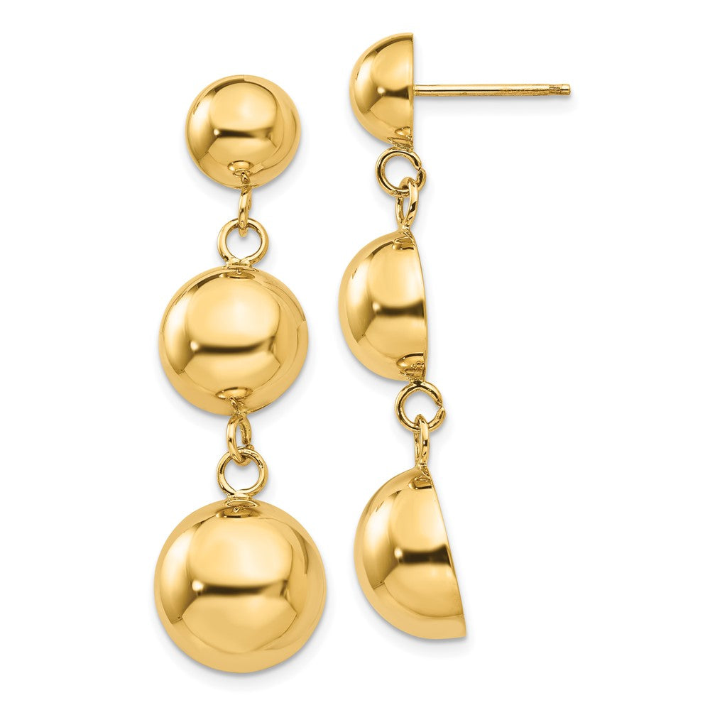 14K Yellow Gold Polished Half Ball Dangle Earrings