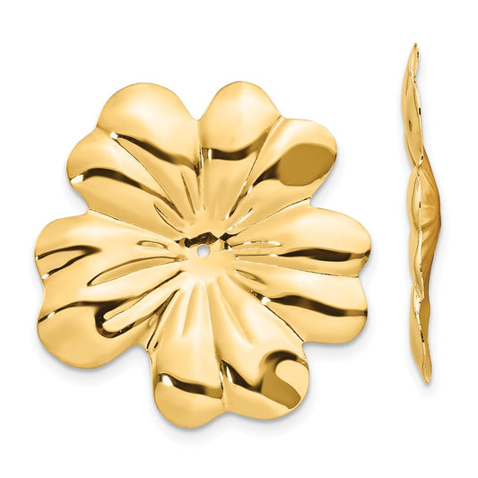 14K Yellow Gold Polished Floral Earrings Jackets
