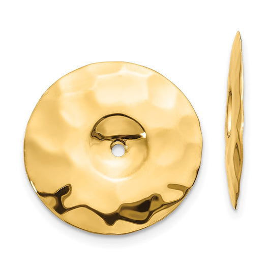 14K Yellow Gold Polished Hammered Disc Earrings Jackets