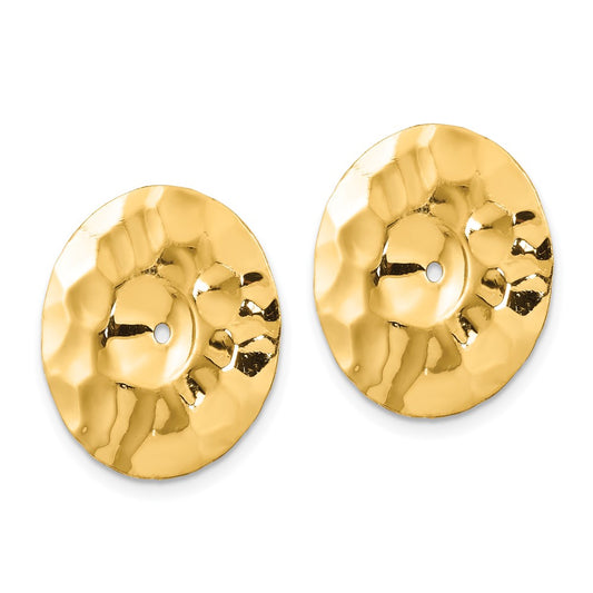 14K Yellow Gold Polished Hammered Disc Earrings Jackets