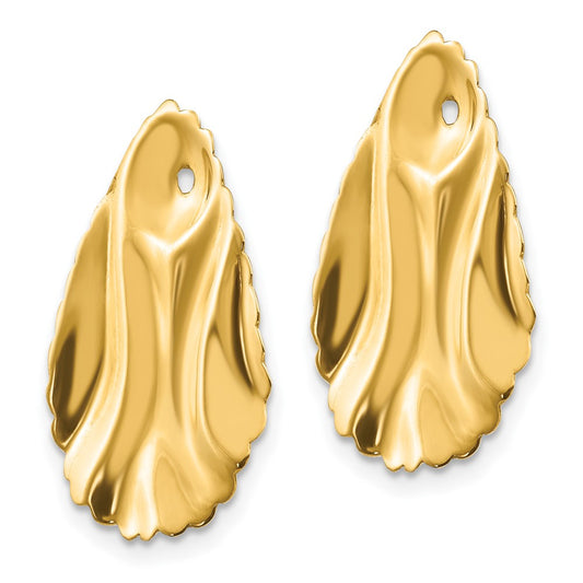 14K Yellow Gold Polished Hammered Oval Earrings Jackets
