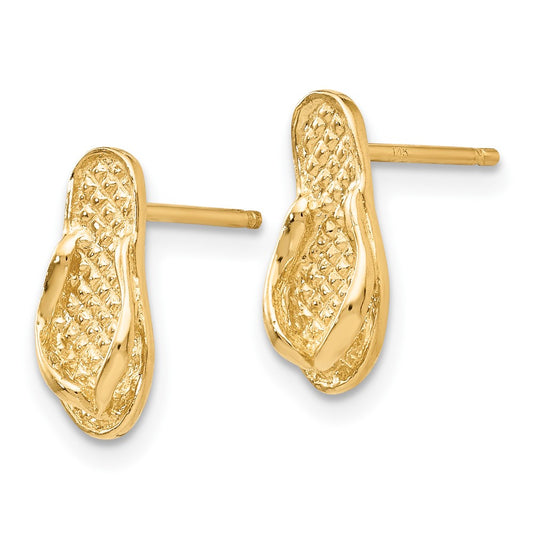 14K Yellow Gold Flip Flop Earrings