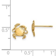 14K Yellow Gold Crab Earrings