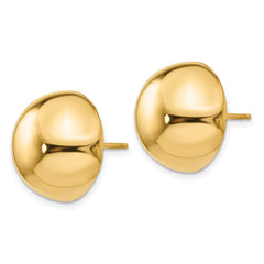 14K Yellow Gold Polished 16mm Half Ball Post Earrings