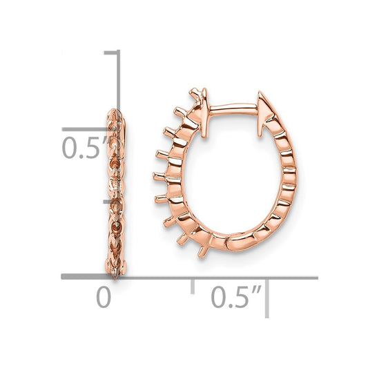 14K Rose Gold AA Diamond Hinged Hoop Earrings