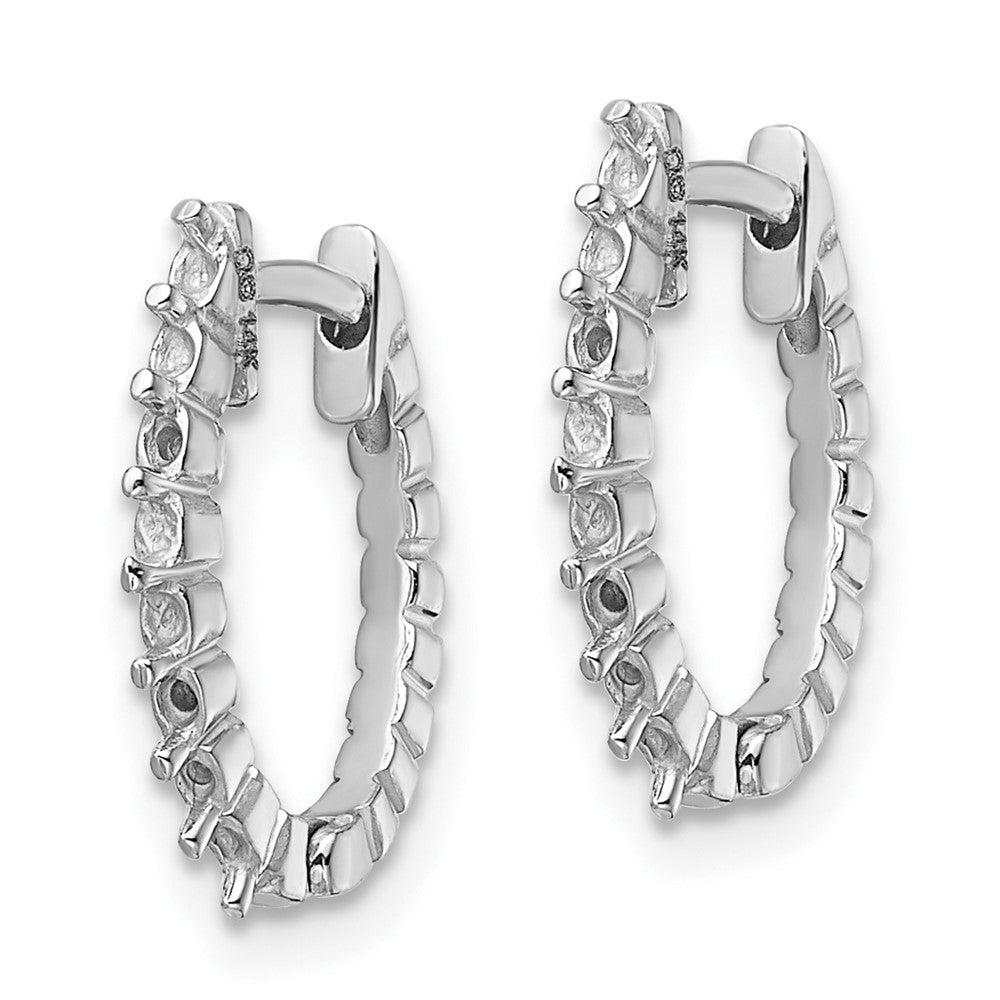 14K White Gold AA Diamond Hinged Hoop Earrings