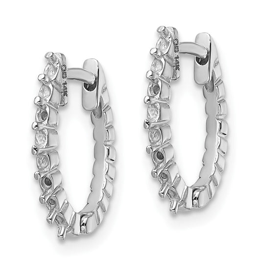 14K White Gold AA Diamond Hinged Hoop Earrings