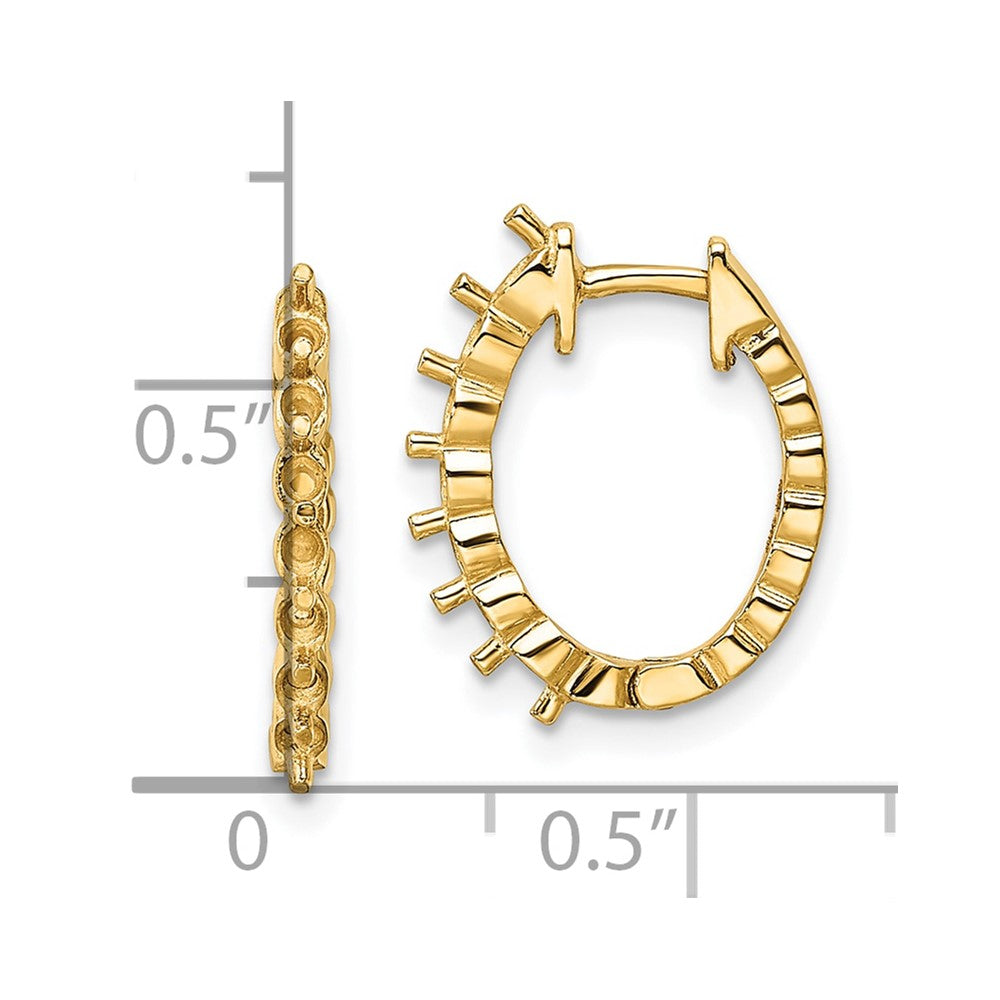 14K Yellow Gold AA Diamond Hinged Hoop Earrings