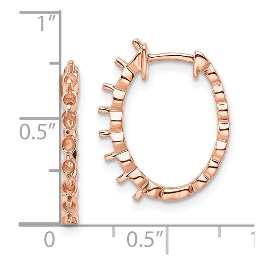 14K Rose Gold AA Diamond Hinged Hoop Earrings