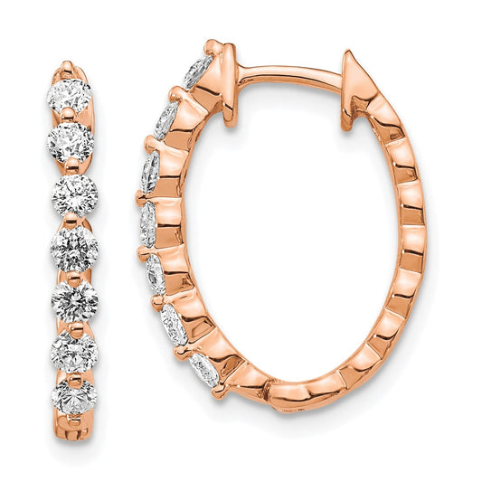 14K Rose Gold AA Diamond Hinged Hoop Earrings