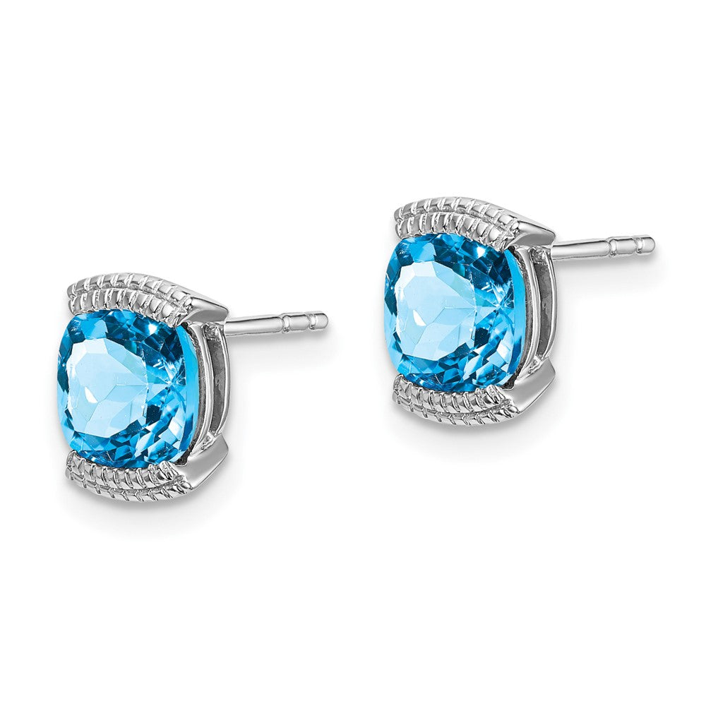 14K White Gold Blue Topaz Stud Earrings