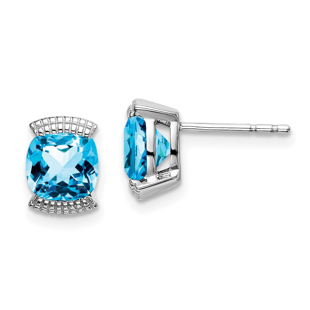 14K White Gold Blue Topaz Stud Earrings