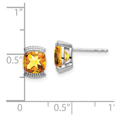 14K White Gold Citrine Stud Earrings