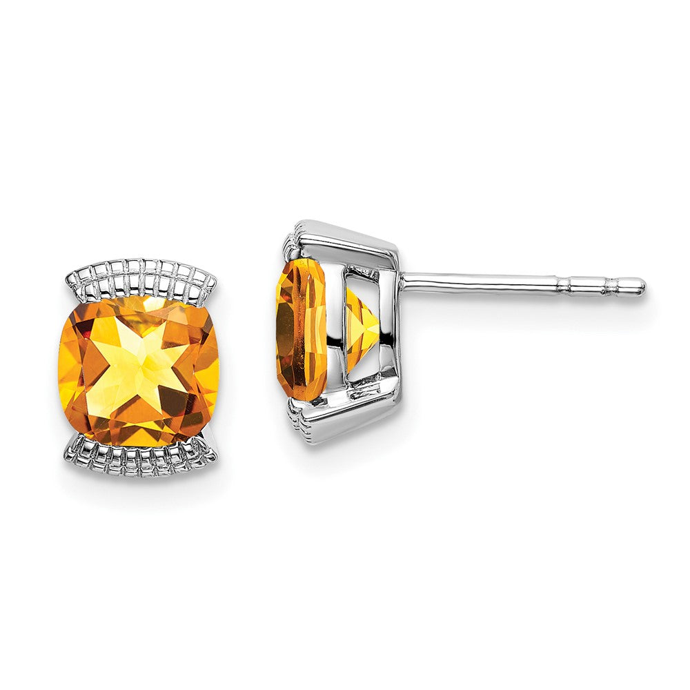 14K White Gold Citrine Stud Earrings