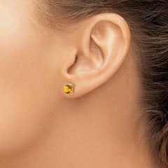 14K Yellow Gold Citrine Stud Earrings