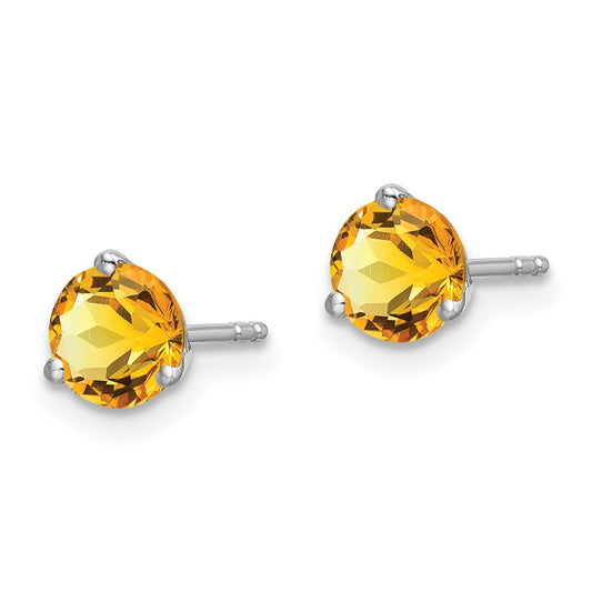 14K White Gold Round Citrine Earrings